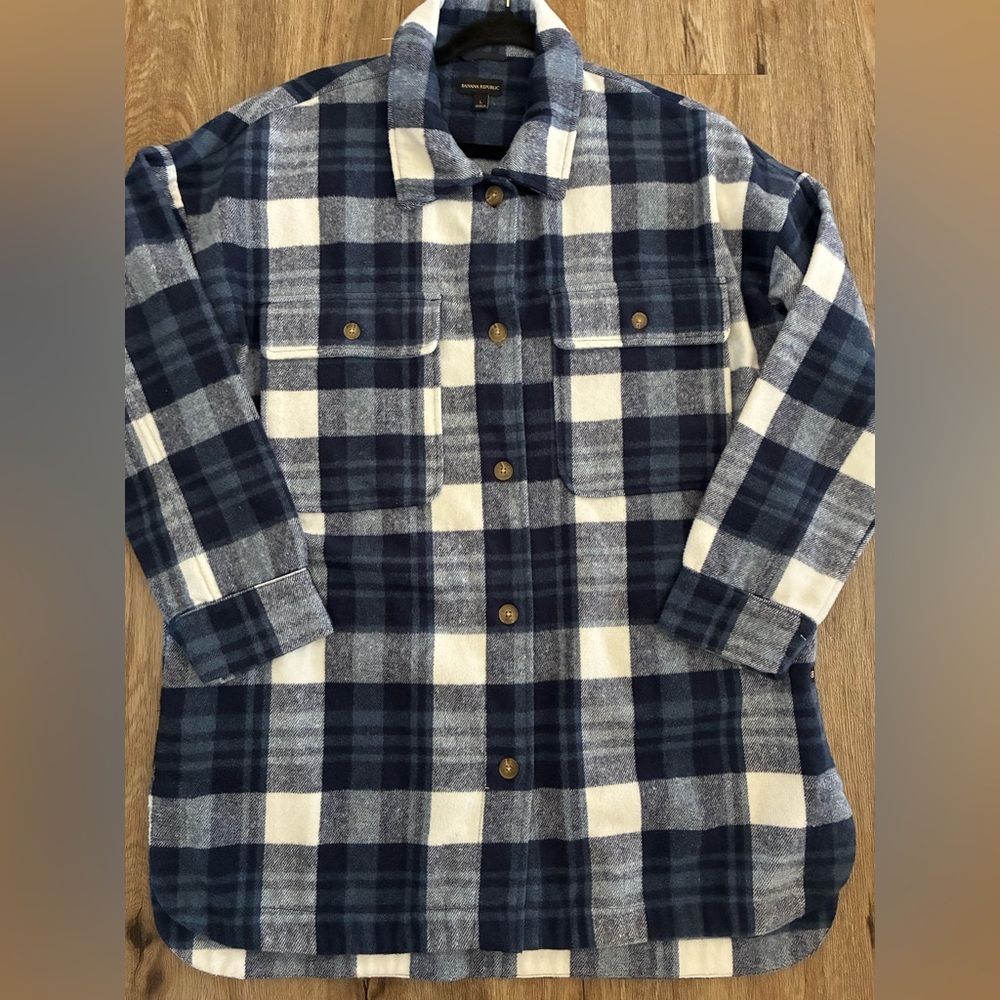 Banana Republic Blue and White Plaid Jacket NWT